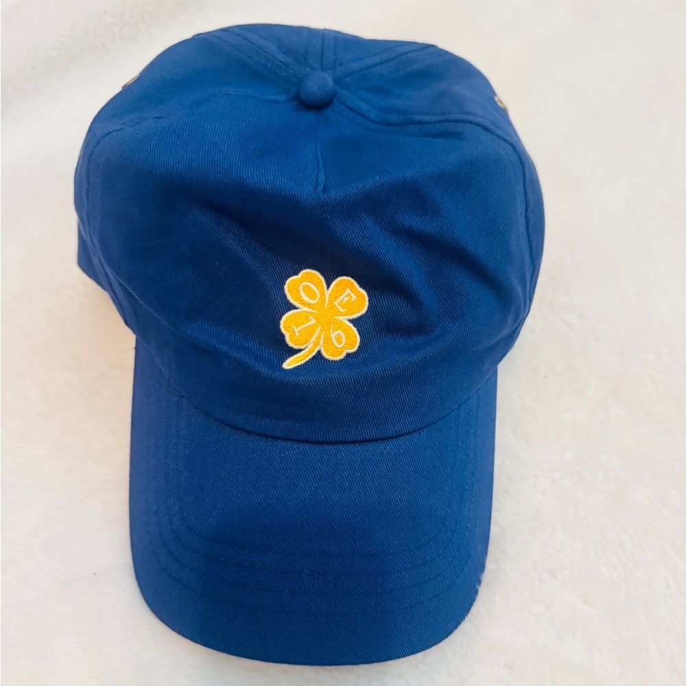 Sezane Octobre navy Blue Cap with Yellow Clover/ NEW - Picture 3 of 6